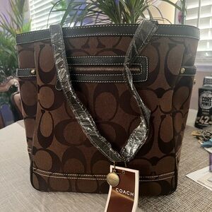Coach Dark Brown Signature Tote